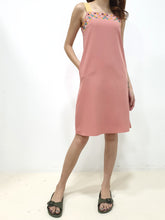 Contrast Straps Embroidery Dress (Non-returnable) - Ferlicious